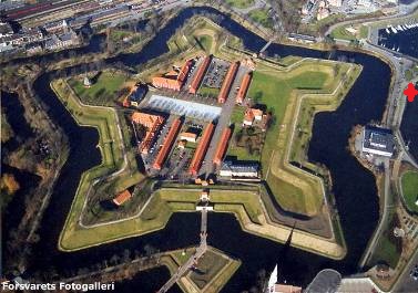 La ciudadela de Copenhague. La esquina suroeste es la que se halla abajo a la izquierda de la foto.